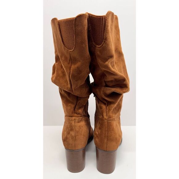 Kenneth‎ Cole Mid Calf Boots Size 9 Brown Microsuede Upper Almond Toe Block Heel - Picture 5 of 8